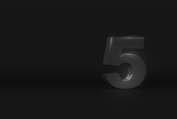 High detailed 3D dark gray character, on black background, vector illustration