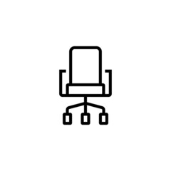 Office chair icon  in black line style icon, style isolated on white background