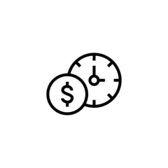 Time is money Icon  in black line style icon, style isolated on white background