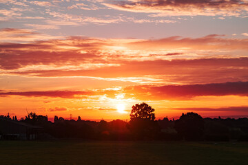 Early morning sunrise on the farm