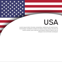 Abstract waving usa flag. Creative background for american patriotic holiday design. Business booklet, cover, banner in US colors. National usa poster. Paper cut style. Vector design