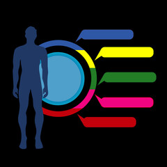 Cartoon animator with multiple labels on black