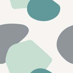 Abstract seamless pattern with organic shapes in light blue, dark teal and pastel pink. Trendy and stylish wallpaper, textile, branding and packaging design, modern wall art.