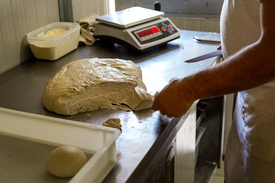 preparation of pizza in pala