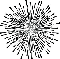 Obraz premium Radial Lines in Circle Form for comic books . Explosion background . Vector Illustration . Vintage round Logo . Handwritten Design element . Abstract Geometric shape . Sunburst .