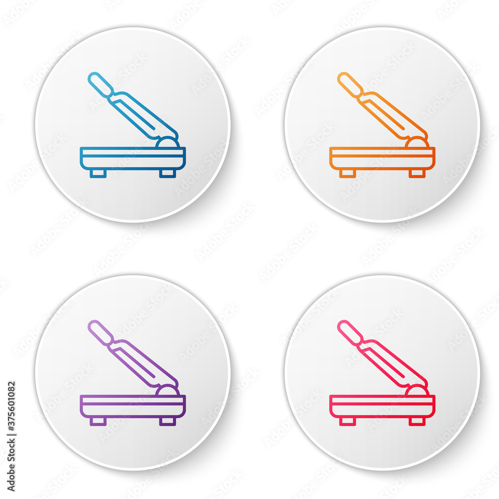 Poster color line paper cutter icon isolated on white background. set icons in circle buttons. vector.