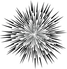 Obraz premium Radial Lines in Circle Form for comic books . Explosion background . Vector Illustration . Vintage round Logo . Handwritten Design element . Abstract Geometric shape . Sunburst .