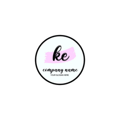 KE Initial handwriting logo template vector

