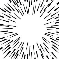 Obraz premium Radial Lines in Circle Form for comic books . Explosion background . Vector Illustration . Vintage round Logo . Handwritten Design element . Abstract Geometric shape . Sunburst .