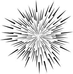 Obraz premium Radial Lines in Circle Form for comic books . Explosion background . Vector Illustration . Vintage round Logo . Handwritten Design element . Abstract Geometric shape . Sunburst .