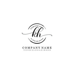 KH Initial handwriting logo template vector