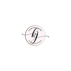 KJ Initial handwriting logo template vector