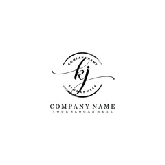 KJ Initial handwriting logo template vector