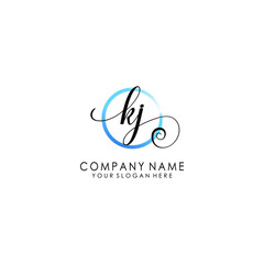 KJ Initial handwriting logo template vector