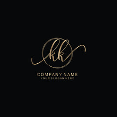 KK Initial handwriting logo template vector