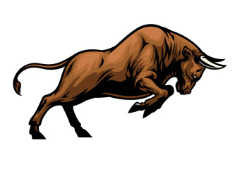 big aggressive muscle bull attacking