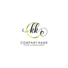 KK Initial handwriting logo template vector
