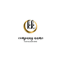 KK Initial handwriting logo template vector