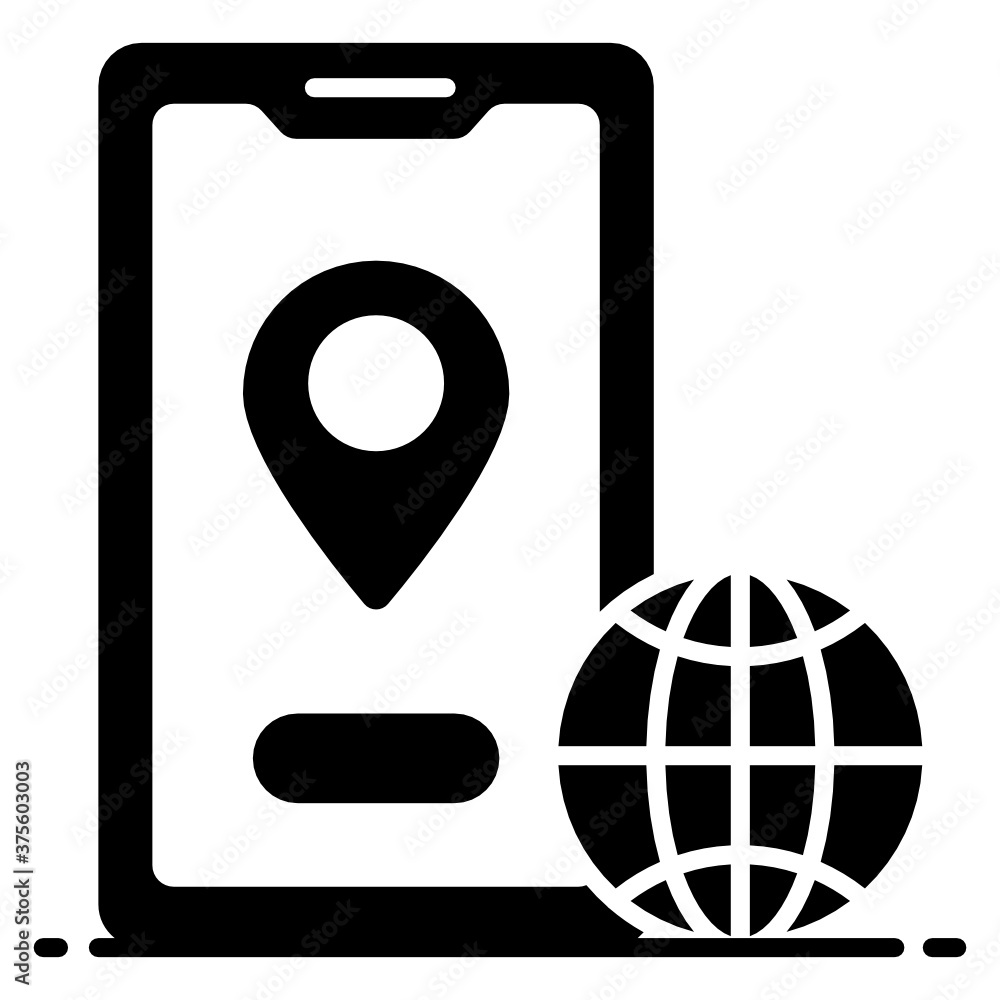 Canvas Prints mobile with globe, icon design of geolocation