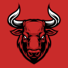 head of angry big bull