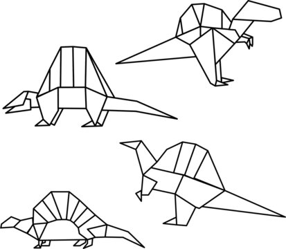 Vector image: origami dinosaurs. For logos, prints and printing