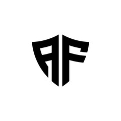 AF monogram logo with shield shape design template
