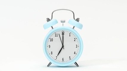 Classic alarm clock, alarming at 7 o 'clock, 3d rendering.
