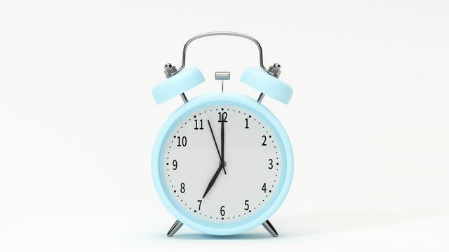 Classic alarm clock, alarming at 7 o 'clock, 3d rendering.