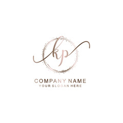 KP Initial handwriting logo template vector