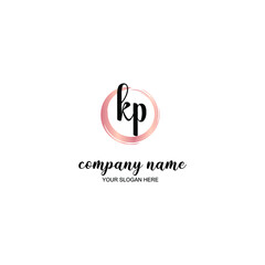 KP Initial handwriting logo template vector