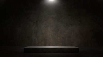 Dark and gray abstract cement wall and studio room white spotlight used as a studio background wall...