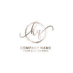 KQ Initial handwriting logo template vector