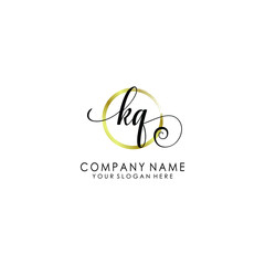 KQ Initial handwriting logo template vector