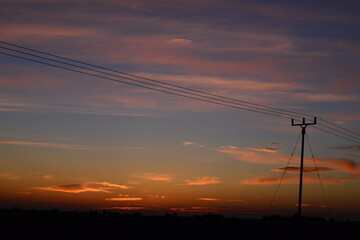 power lines at sunset