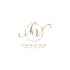 KR Initial handwriting logo template vector