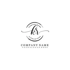KR Initial handwriting logo template vector