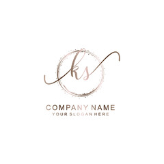 KS Initial handwriting logo template vector