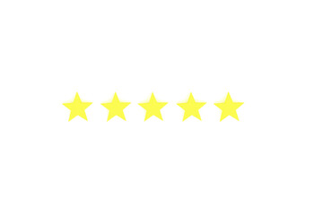 Five star service rating concept on white background, 3D rendering