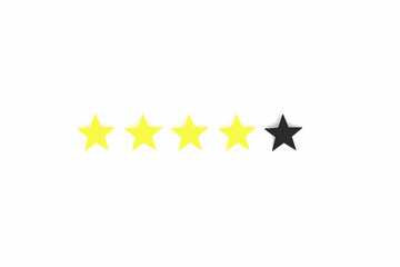 Five star service rating concept on white background, 3D rendering