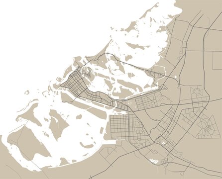 Vector map of Abu Dhabi. Street map art poster illustration.