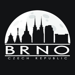 Fototapeta na wymiar Brno Czech Republic Skyline City Flat Silhouette Design Background.