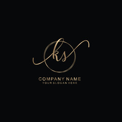 KS Initial handwriting logo template vector