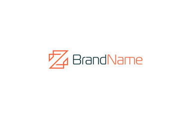 Letter Z logo formed with simple line in orange color
