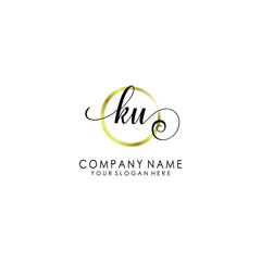 KU Initial handwriting logo template vector