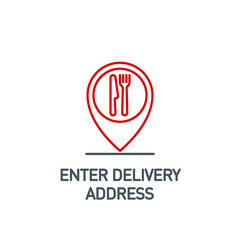 mobile app icon public catering point isolated on white. outline app symbol restaurant address location. Pointer cursor with knife fork and spoon for map Quality design element with editable Stroke