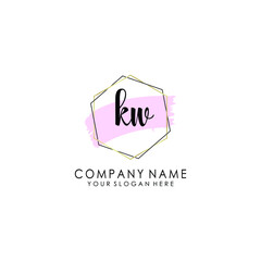 KW Initial handwriting logo template vector