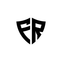 FR monogram logo with shield shape design template