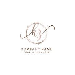 KZ Initial handwriting logo template vector