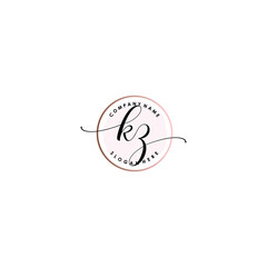 KZ Initial handwriting logo template vector