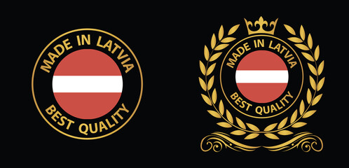 made in Latvia vector stamp. bagge with Latvia flag	
